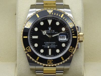 Replica Rolex Oyster Perpetual Date Submariner 2-Tone Black Ceramic Mens Watch